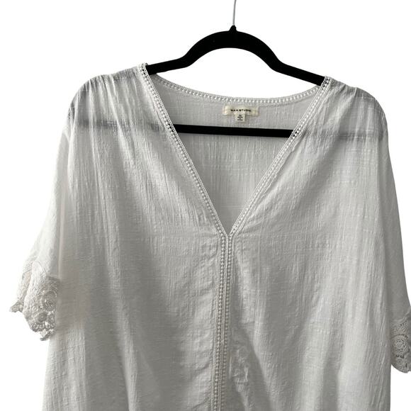 Max Studio Plus Textured Cotton-Rayon Tie-Waist Top Size 1X – Summer Boho Chic - Picture 3 of 7